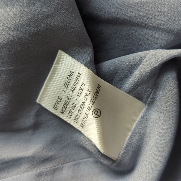 Theory Zelena Strapless Dress Silk Color block One size Blue Black - Picture 7 of 8